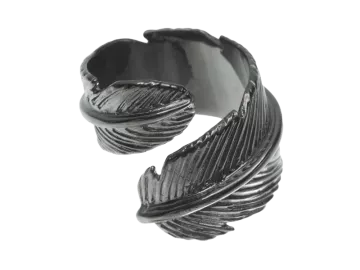 Open ring feather - 925 silver available in 4 colors